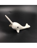 Hoogii Adorable Little Ceramic Narwhal Jewelry Ring Holder,Engagement Ring and Wedding Ring Display Holder Stand